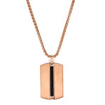 Rose Gold Plated Dog Tag Black Wire Inlay