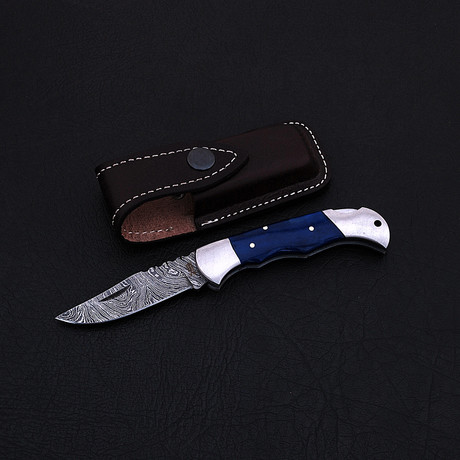 Damascus Folding Pocket Knife // 2334BL