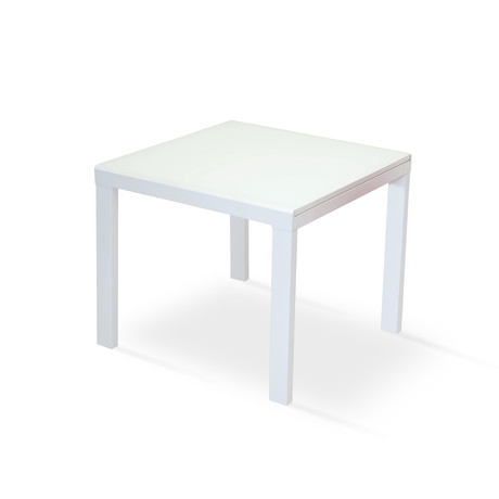 Niagara Glass Extendable Dining Table (White Base)