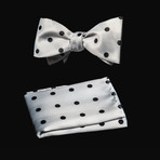 Bow Tie And Hanky Set // Black + White Polka Dots