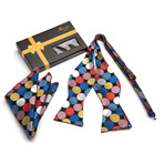 Self Bow Tie And Hanky Set // Multicolor Polka Dots