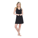 828 Women's Racer Flare Tank Dress // Black (Small)