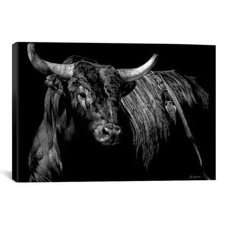 Brindle Rodeo Bull // Julie T. Chapman (26"W x 18"H x 0.75"D)