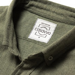 Basil Herringbone Flannel Shirt // Basil Green (L)