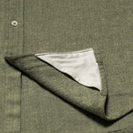 Basil Herringbone Flannel Shirt // Basil Green (M)