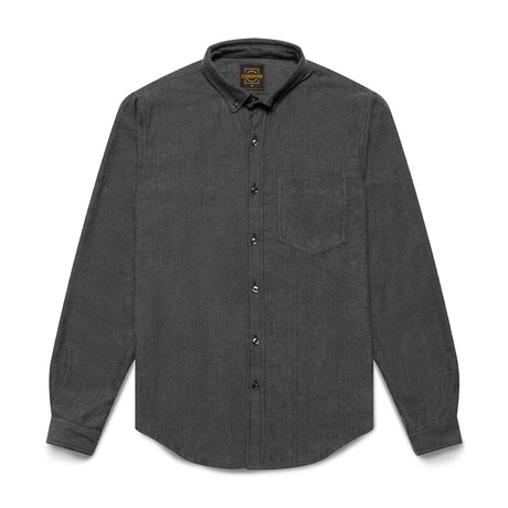 Charcoal Herringbone Flannel Shirt // Charcoal Gray (M)