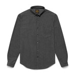 Charcoal Herringbone Flannel Shirt // Charcoal Gray (M)