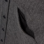 Charcoal Herringbone Flannel Shirt // Charcoal Gray (XL)
