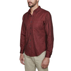 Ember Herringbone Flannel Shirt // Burgundy Red (M)