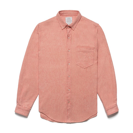 Pixel Coral Flannel Shirt // Salmon Pink (S)