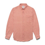 Pixel Coral Flannel Shirt // Salmon Pink (M)