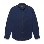 Pixel Night Flannel Shirt // Dark Navy Blue (S)