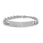 Curb Link ID Bracelet + Simulated Diamonds