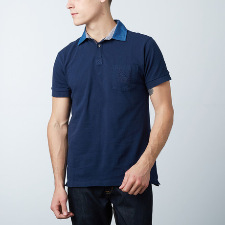 Men's Polo Shirt // Navy Stripe (S)