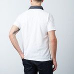 Men's Polo Shirt // White + Blue (S)