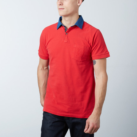 Men's Polo Shirt // Red + Pink (S)