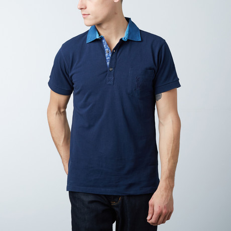 Men's Polo Shirt // Navy Paisley (S)