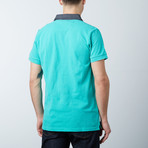 Men's Polo Shirt // Green + Blue (XL)