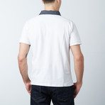 Men's Polo Shirt // White + Blue + Purple (S)