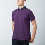 Men's Polo Shirt // Plum + Blue (2XL)
