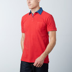 Men's Polo Shirt // Red + Blue (XL)