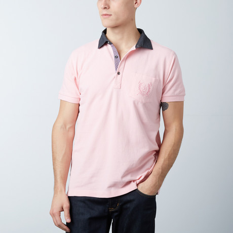 Men's Polo Shirt // Pink Flower (S)
