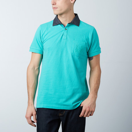 Men's Polo Shirt // Green Geo Print (S)