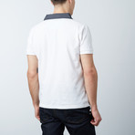 Men's Polo Shirt // White + Blue + Light Blue (2XL)