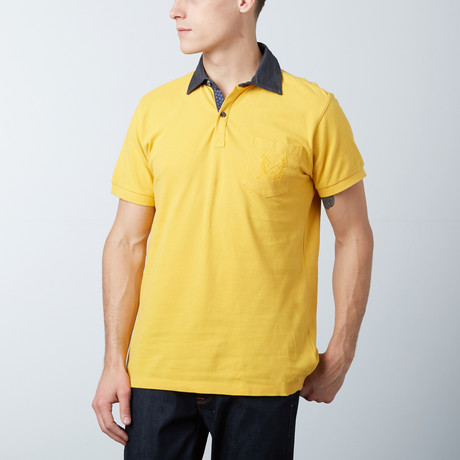 Men's Polo Shirt // Yellow Geo Print (S)
