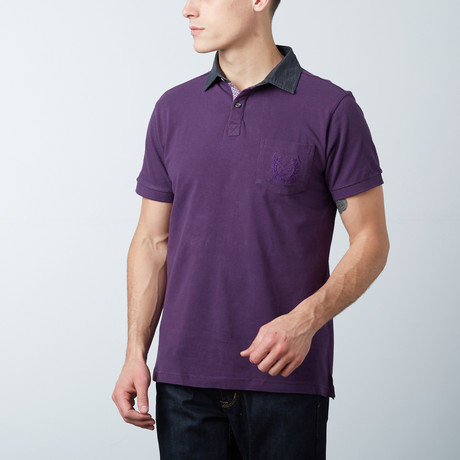 Men's Polo Shirt // Purple Flower (S)