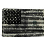 USA "Melting Film" Flag in Black & White (100 Dollar Bill) // iCanvas (26"W x 18"H x 0.75"D)