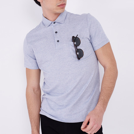 Polo T-Shirt // White + Navy + Blue (S)