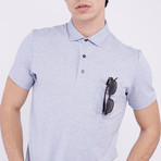 Polo T-Shirt // White + Navy + Blue (M)