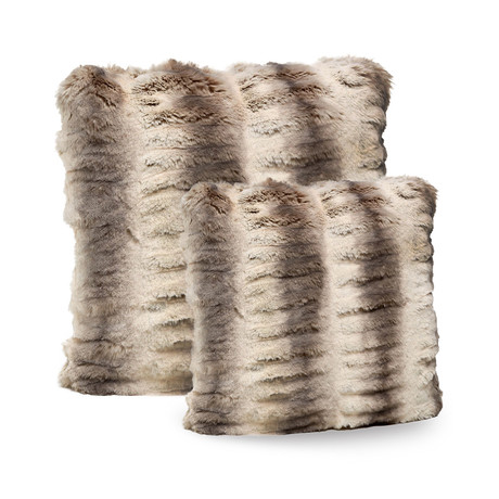 Couture Faux Fur Pillow // Truffle Chinchilla (24"L x 24"W)