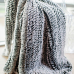 Knitted Faux Fur Throw // Black