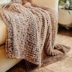 Knitted Faux Fur Throw // Natural