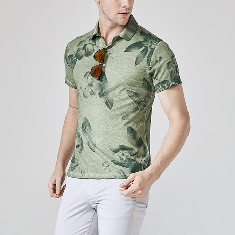 Printed Polo Shirt // Olive (L)
