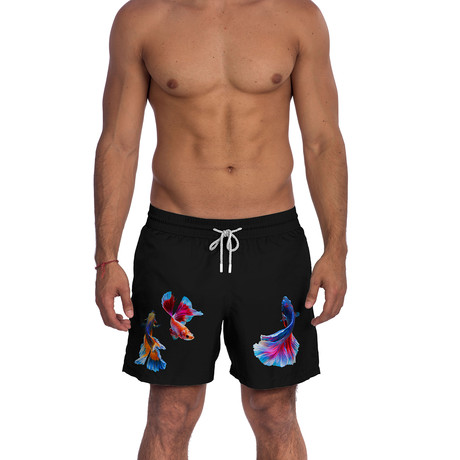 Beta Swim Trunks // Black + Multi (S)