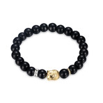Simple Black Chakra Buddha Bracelet // Gold