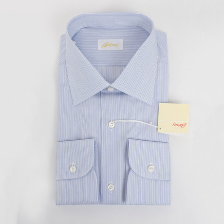 Striped Cotton Slim Fit Dress Shirt // Blue (15R)