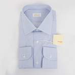Striped Cotton Slim Fit Dress Shirt // Blue (15R)