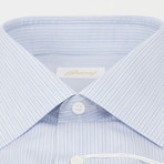 Striped Cotton Slim Fit Dress Shirt // Blue (15R)