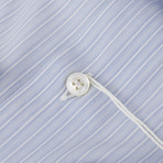 Striped Cotton Slim Fit Dress Shirt // Blue (15R)