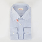 Checked Cotton Slim Fit Dress Shirt // Blue (15R)
