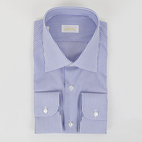 Candy Striped Cotton Slim Fit Dress Shirt // Blue (US: 15R)