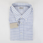Checked Cotton Slim Fit Shirt // Blue (US: 15R)
