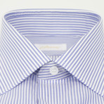 Candy Striped Cotton Slim Fit Dress Shirt // Blue (US: 15R)