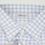 Checked Cotton Slim Fit Shirt // Blue (US: 15R)