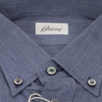 Cotton Blend Slim Fit Casual Shirt // Blue (S)