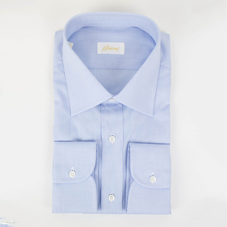 Solid Cotton Slim Fit Dress Shirt // Light Blue (US: 15R)